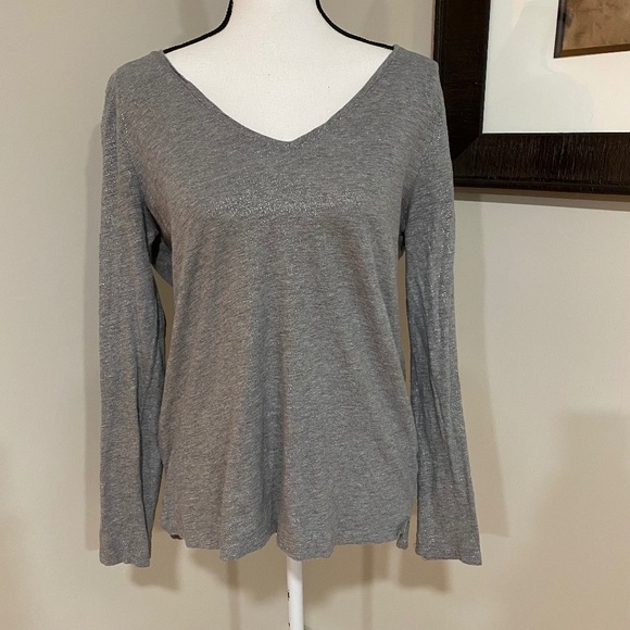 *A NEW DAY* Gray x Metallic Long Sleeve Shirt Size Medium - Picture 1 of 6